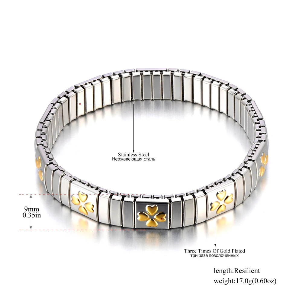 Lokaer 316L Stainless Steel CZ Crystal Elasticity Chain Bracelets For Women Real Gold Plated Trendy Waterproof Jewelry B23138