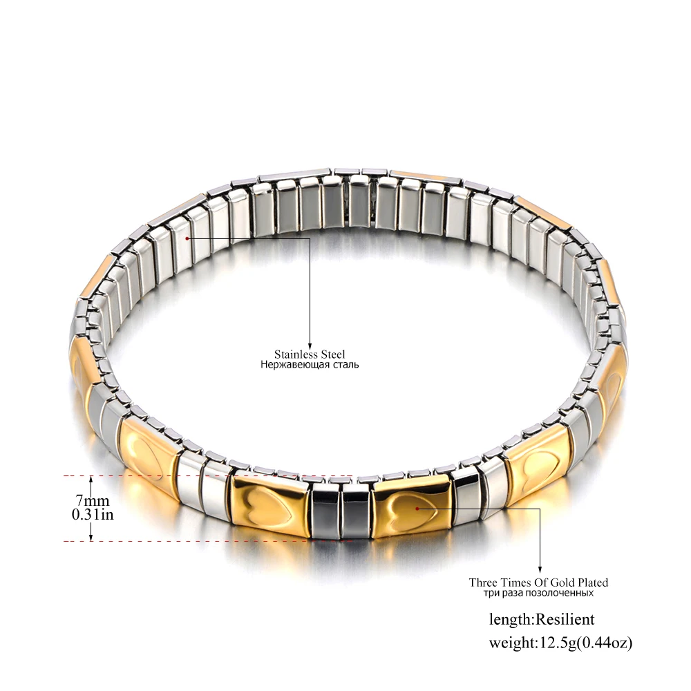Lokaer 316L Stainless Steel CZ Crystal Elasticity Chain Bracelets For Women Real Gold Plated Trendy Waterproof Jewelry B23138