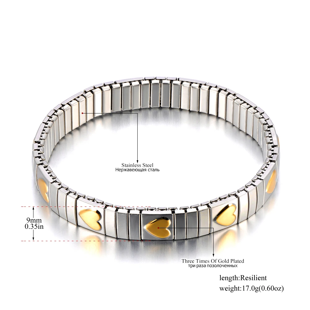 Lokaer 316L Stainless Steel CZ Crystal Elasticity Chain Bracelets For Women Real Gold Plated Trendy Waterproof Jewelry B23138