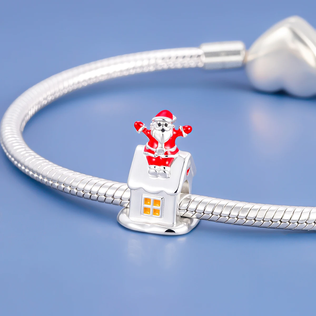 Fit Pandora 2027 Fashionable Original Hot Sales Reindeer Snow House Bead Pendant DIY Bracelet Necklace Jewelry Christmas Gift