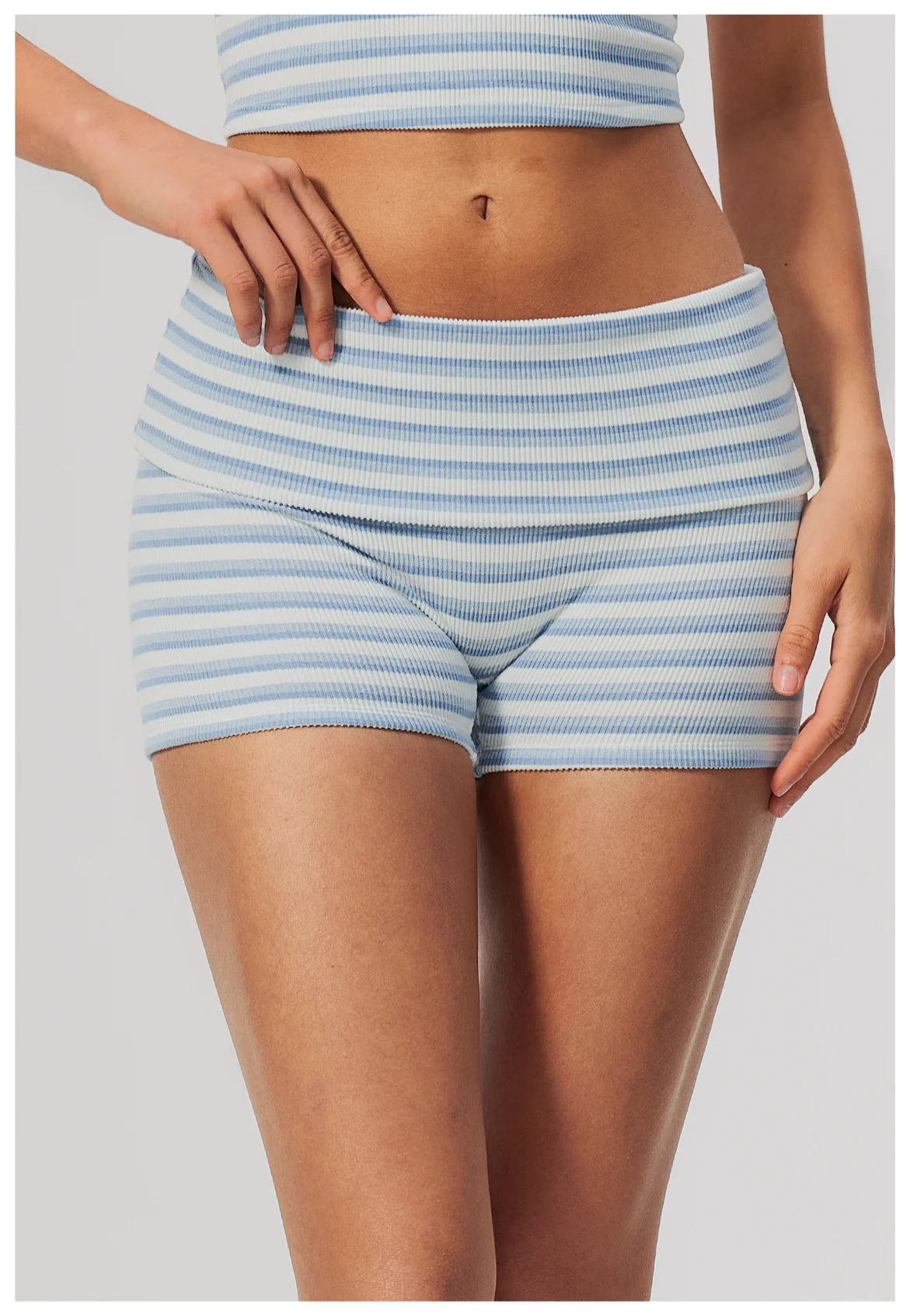 Stripes Yoga Shorts Women's Fold Over Waist Gym Fitness Short Tights Tummy Control Workout Fitness Shorts Female Pilates Tights