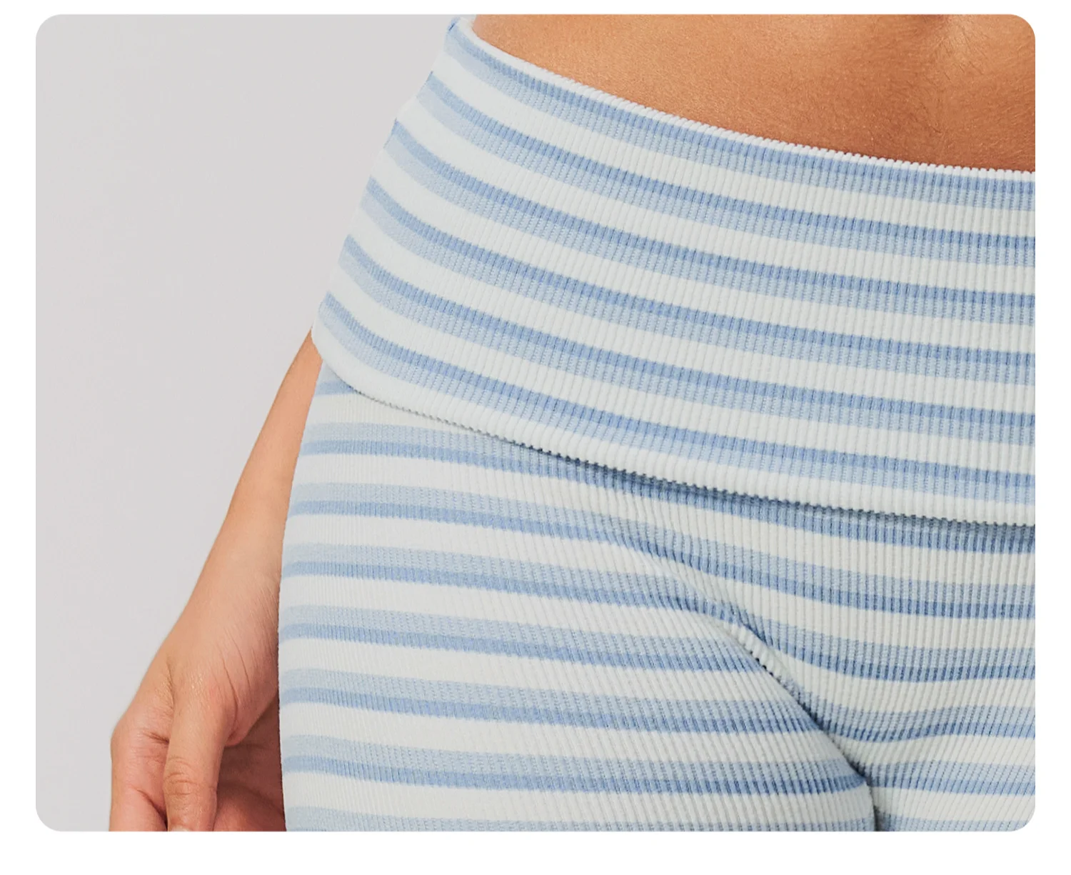 Stripes Yoga Shorts Women's Fold Over Waist Gym Fitness Short Tights Tummy Control Workout Fitness Shorts Female Pilates Tights