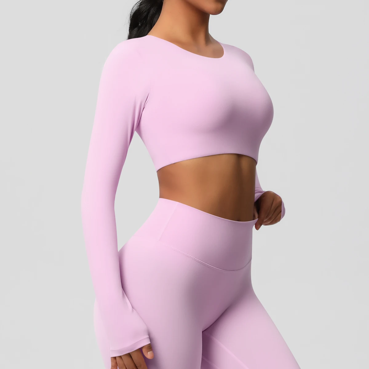 Yoga Shirts For Women Long Sleeve With Padded Fitness Running Gym Clothes Workout Dry Fit Breathable High Elastic Sports Top