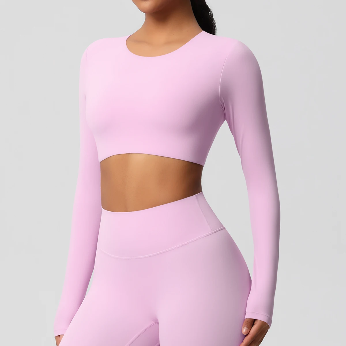 Yoga Shirts For Women Long Sleeve With Padded Fitness Running Gym Clothes Workout Dry Fit Breathable High Elastic Sports Top