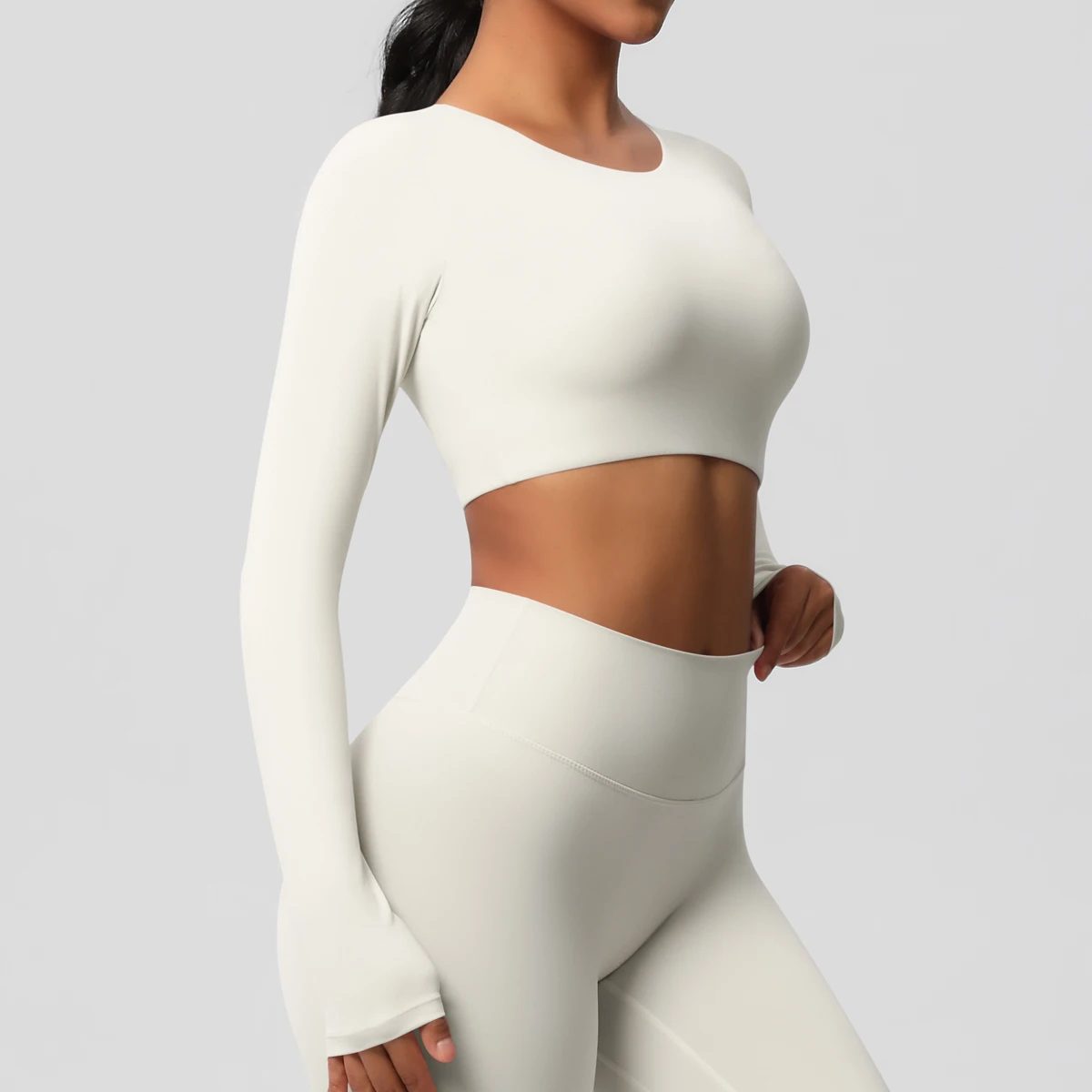 Yoga Shirts For Women Long Sleeve With Padded Fitness Running Gym Clothes Workout Dry Fit Breathable High Elastic Sports Top