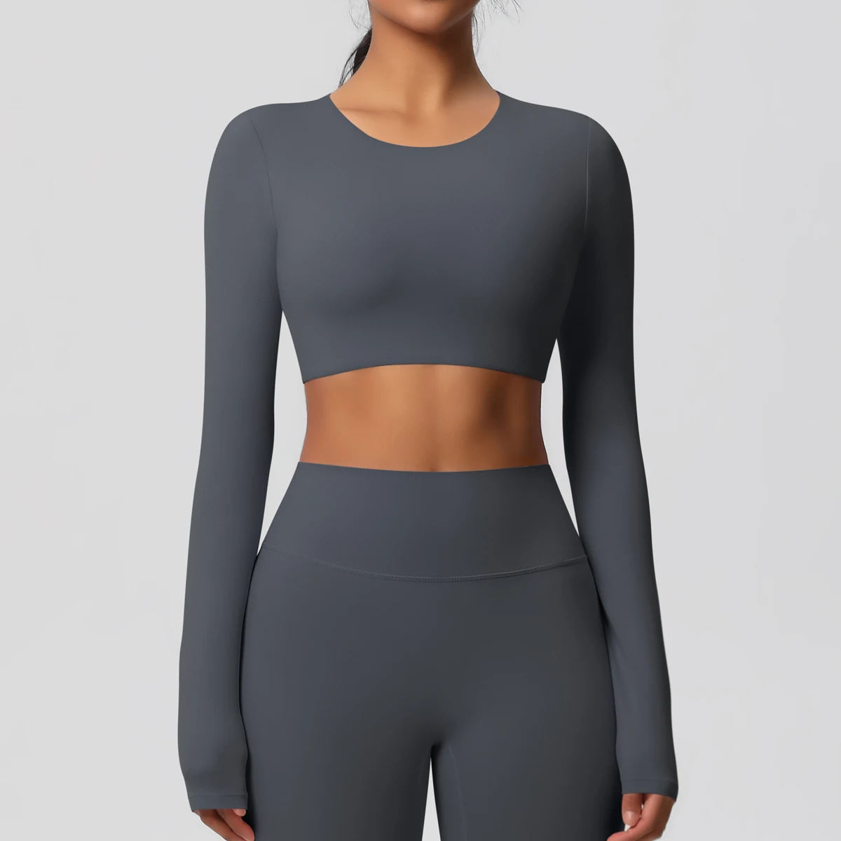 Yoga Shirts For Women Long Sleeve With Padded Fitness Running Gym Clothes Workout Dry Fit Breathable High Elastic Sports Top