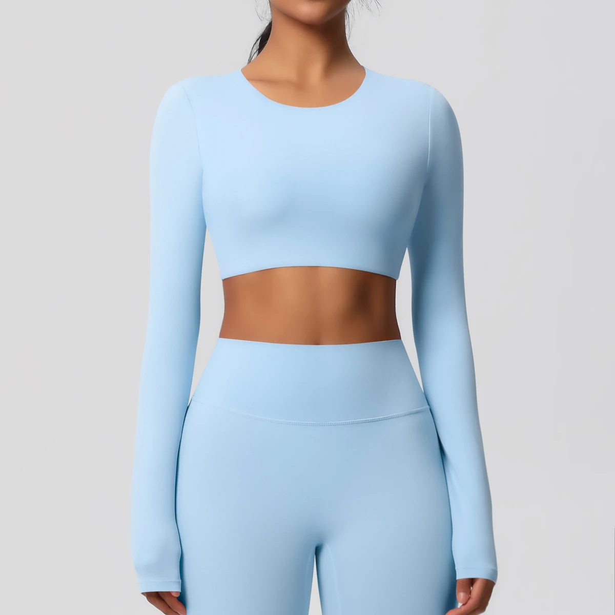 Yoga Shirts For Women Long Sleeve With Padded Fitness Running Gym Clothes Workout Dry Fit Breathable High Elastic Sports Top