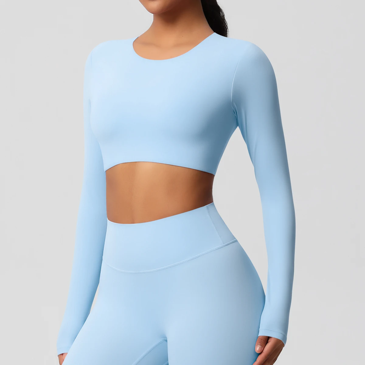 Yoga Shirts For Women Long Sleeve With Padded Fitness Running Gym Clothes Workout Dry Fit Breathable High Elastic Sports Top