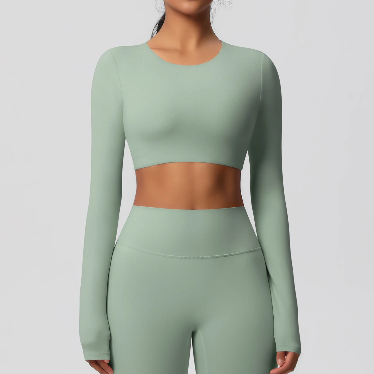 Yoga Shirts For Women Long Sleeve With Padded Fitness Running Gym Clothes Workout Dry Fit Breathable High Elastic Sports Top
