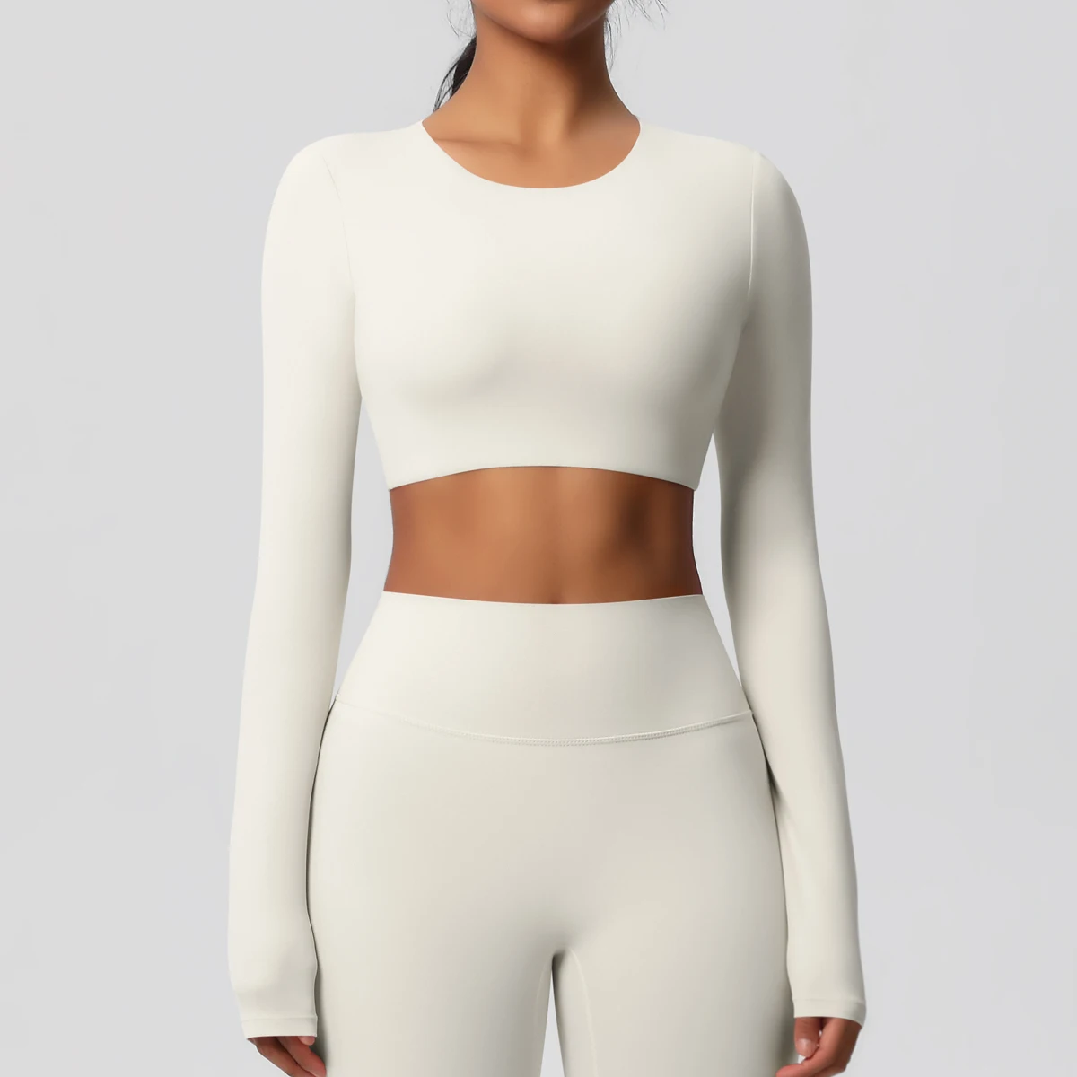 Yoga Shirts For Women Long Sleeve With Padded Fitness Running Gym Clothes Workout Dry Fit Breathable High Elastic Sports Top