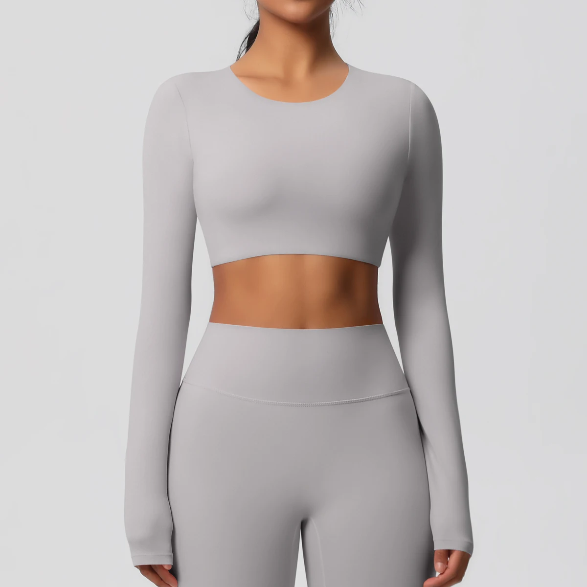 Yoga Shirts For Women Long Sleeve With Padded Fitness Running Gym Clothes Workout Dry Fit Breathable High Elastic Sports Top