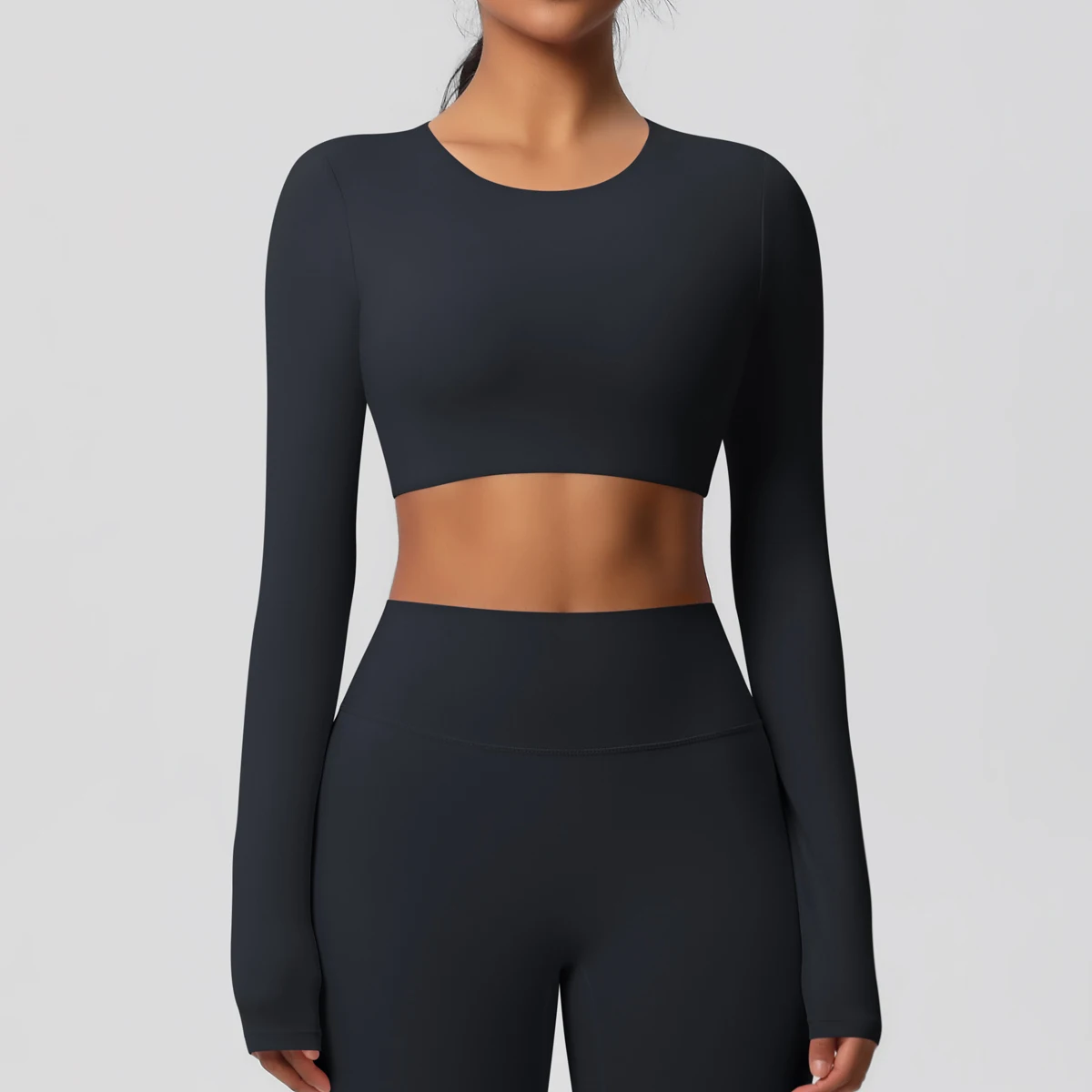 Yoga Shirts For Women Long Sleeve With Padded Fitness Running Gym Clothes Workout Dry Fit Breathable High Elastic Sports Top