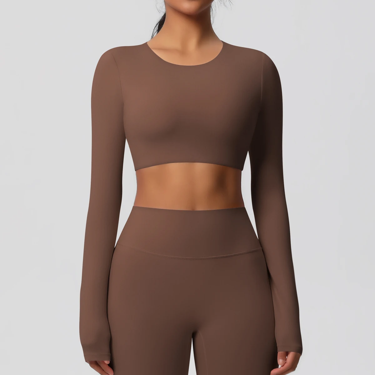 Yoga Shirts For Women Long Sleeve With Padded Fitness Running Gym Clothes Workout Dry Fit Breathable High Elastic Sports Top