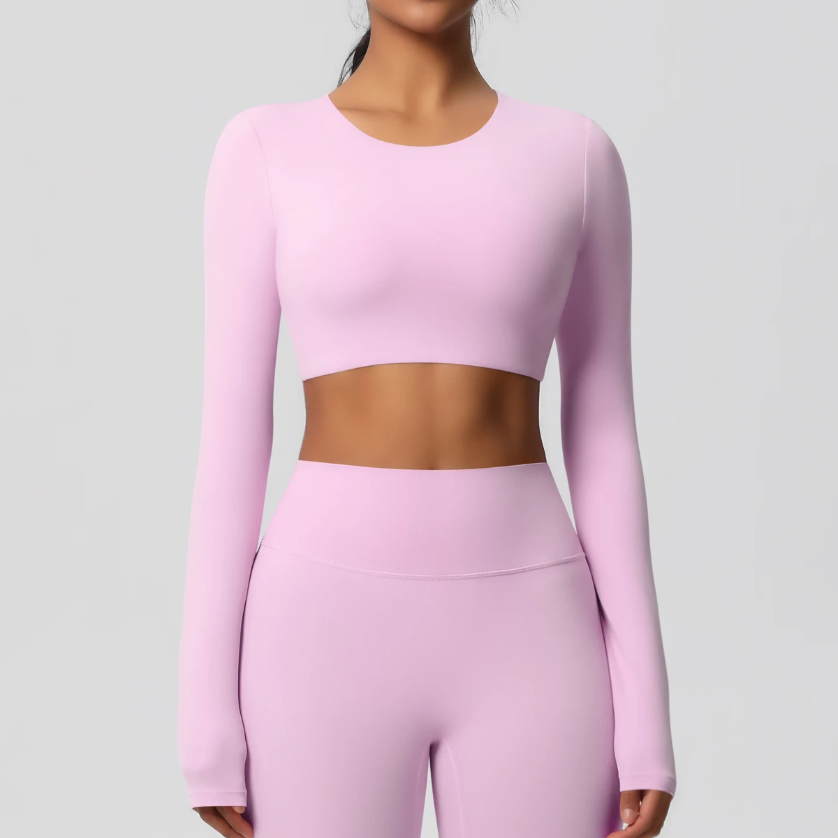 Yoga Shirts For Women Long Sleeve With Padded Fitness Running Gym Clothes Workout Dry Fit Breathable High Elastic Sports Top