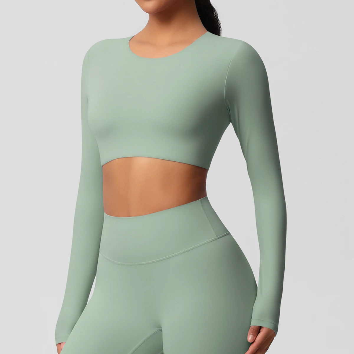 Yoga Shirts For Women Long Sleeve With Padded Fitness Running Gym Clothes Workout Dry Fit Breathable High Elastic Sports Top