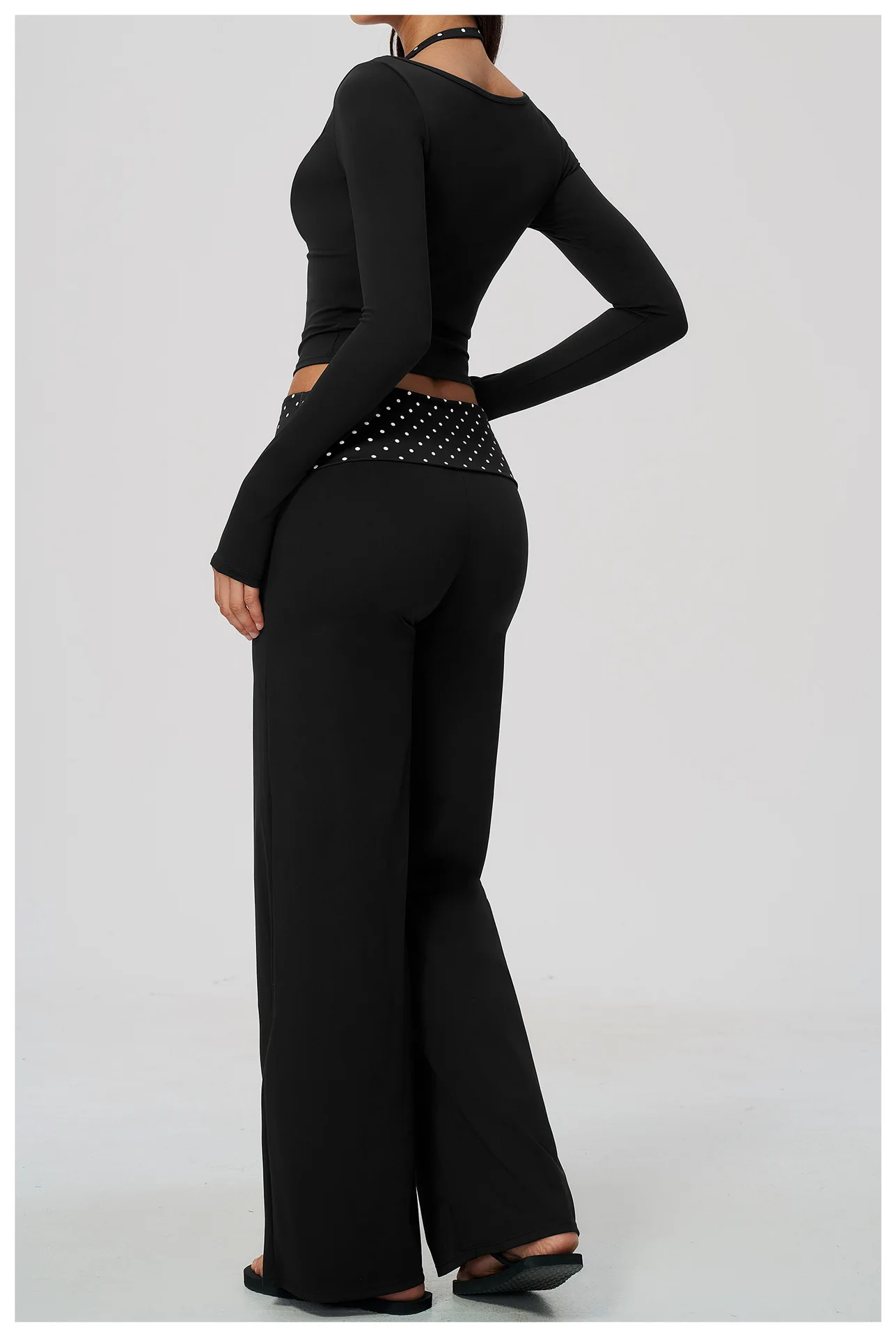 Striped Yoga Set Fitness Suit Gym Clothing Workout Tracksuit Women Sportswear 2 Piece Halter Long Sleeve Active Outfits Training