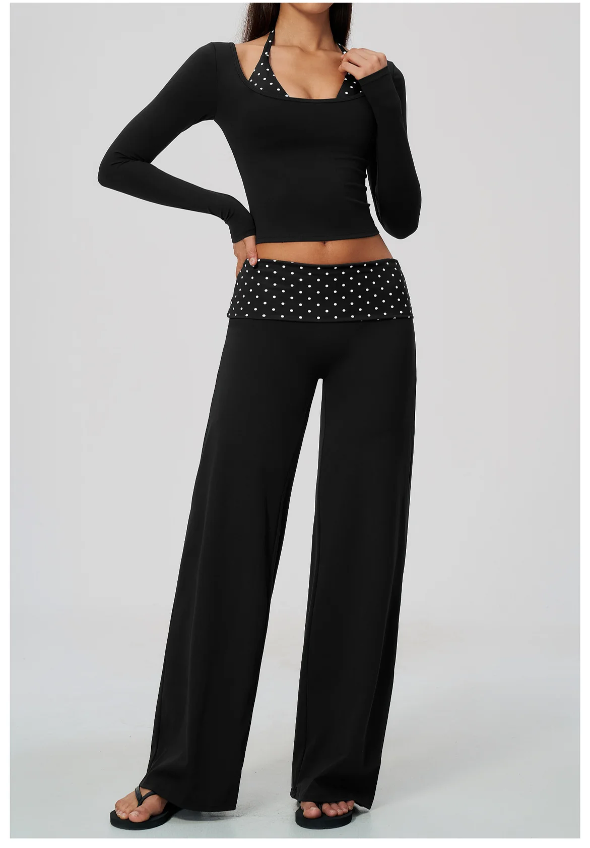 Striped Yoga Set Fitness Suit Gym Clothing Workout Tracksuit Women Sportswear 2 Piece Halter Long Sleeve Active Outfits Training