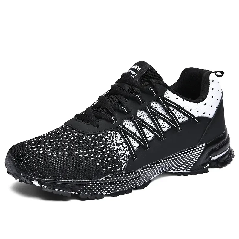 2025 Thick Soled Sports Shoes Youth Mesh Breathable Running Shoes Trend Spring Summer Korean Large Black and White Shoes walk