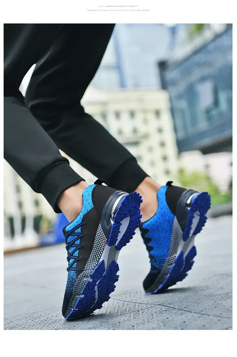 2025 Thick Soled Sports Shoes Youth Mesh Breathable Running Shoes Trend Spring Summer Korean Large Black and White Shoes walk