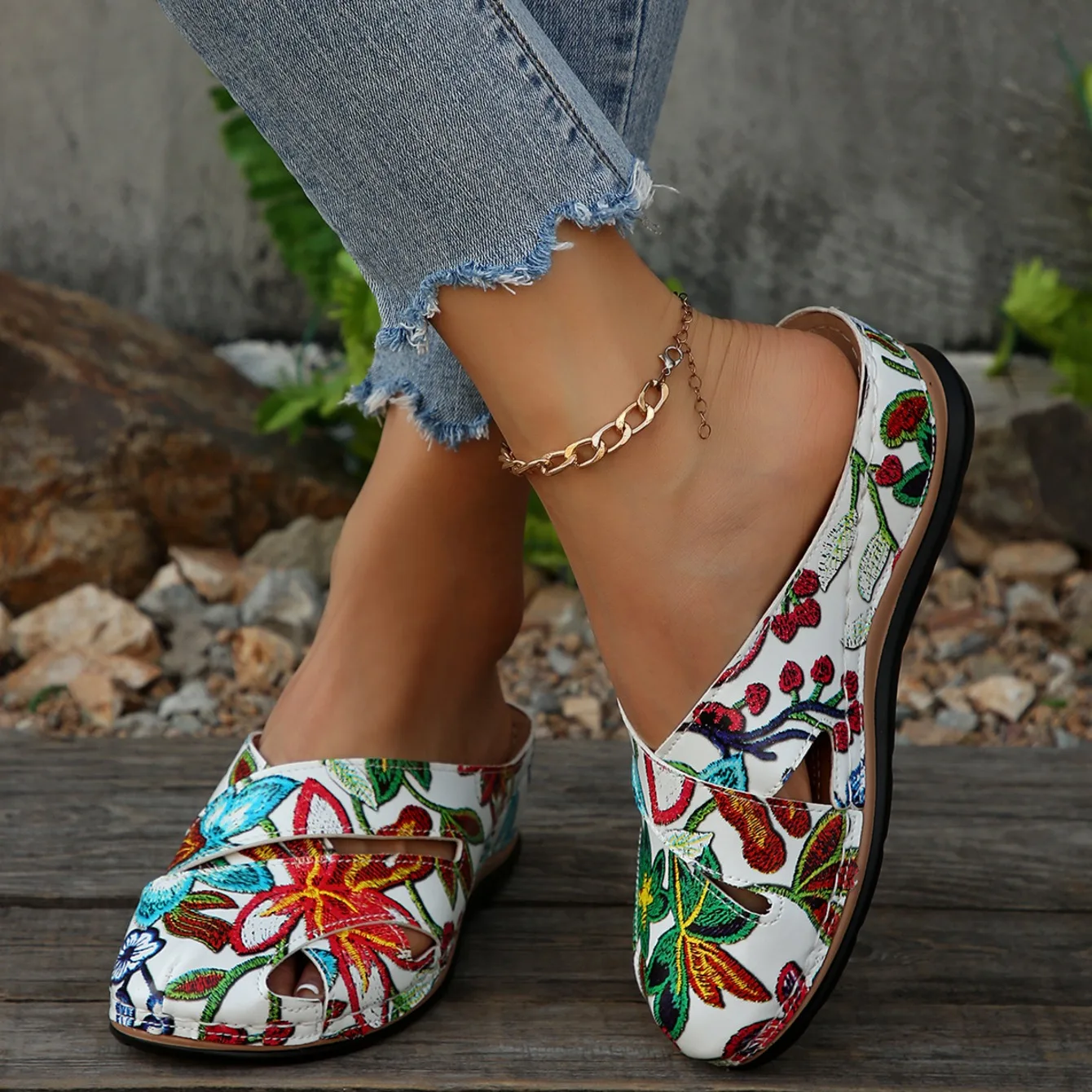 Women Slippers Summer Mixed Colors Outdoor Shoes for Women Casual Beach Large Size Wedge Sandals Fashion Slippers Slides Women