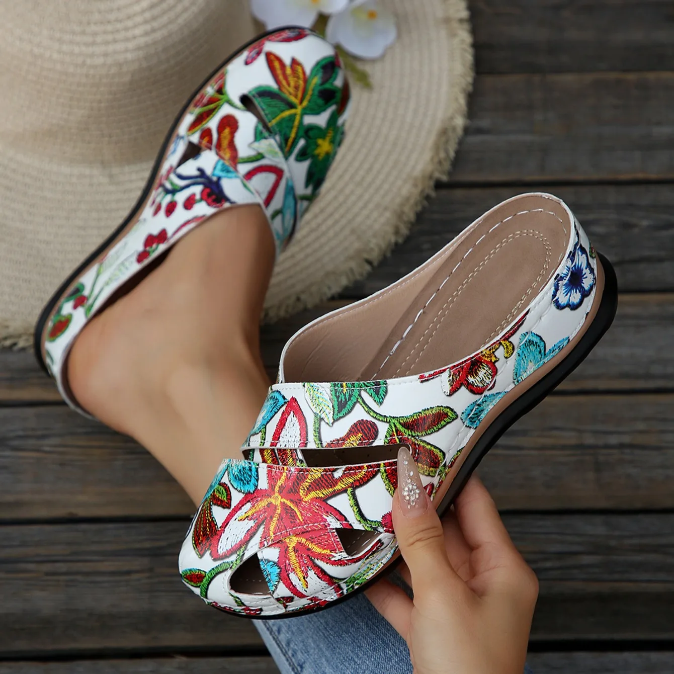 Women Slippers Summer Mixed Colors Outdoor Shoes for Women Casual Beach Large Size Wedge Sandals Fashion Slippers Slides Women