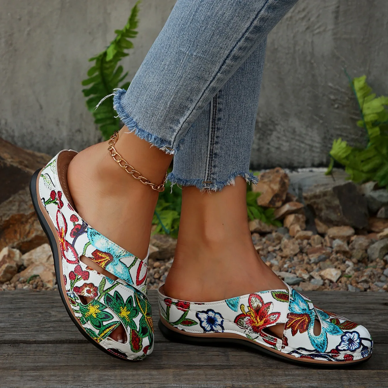 Women Slippers Summer Mixed Colors Outdoor Shoes for Women Casual Beach Large Size Wedge Sandals Fashion Slippers Slides Women