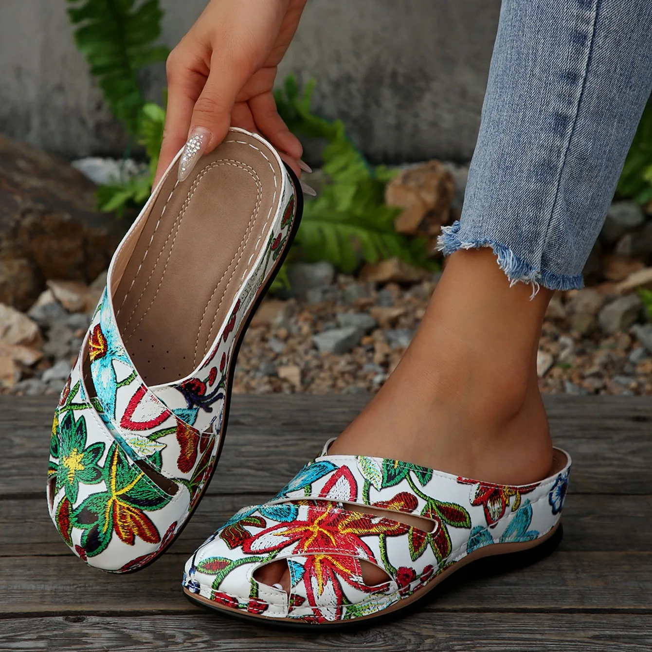 Women Slippers Summer Mixed Colors Outdoor Shoes for Women Casual Beach Large Size Wedge Sandals Fashion Slippers Slides Women