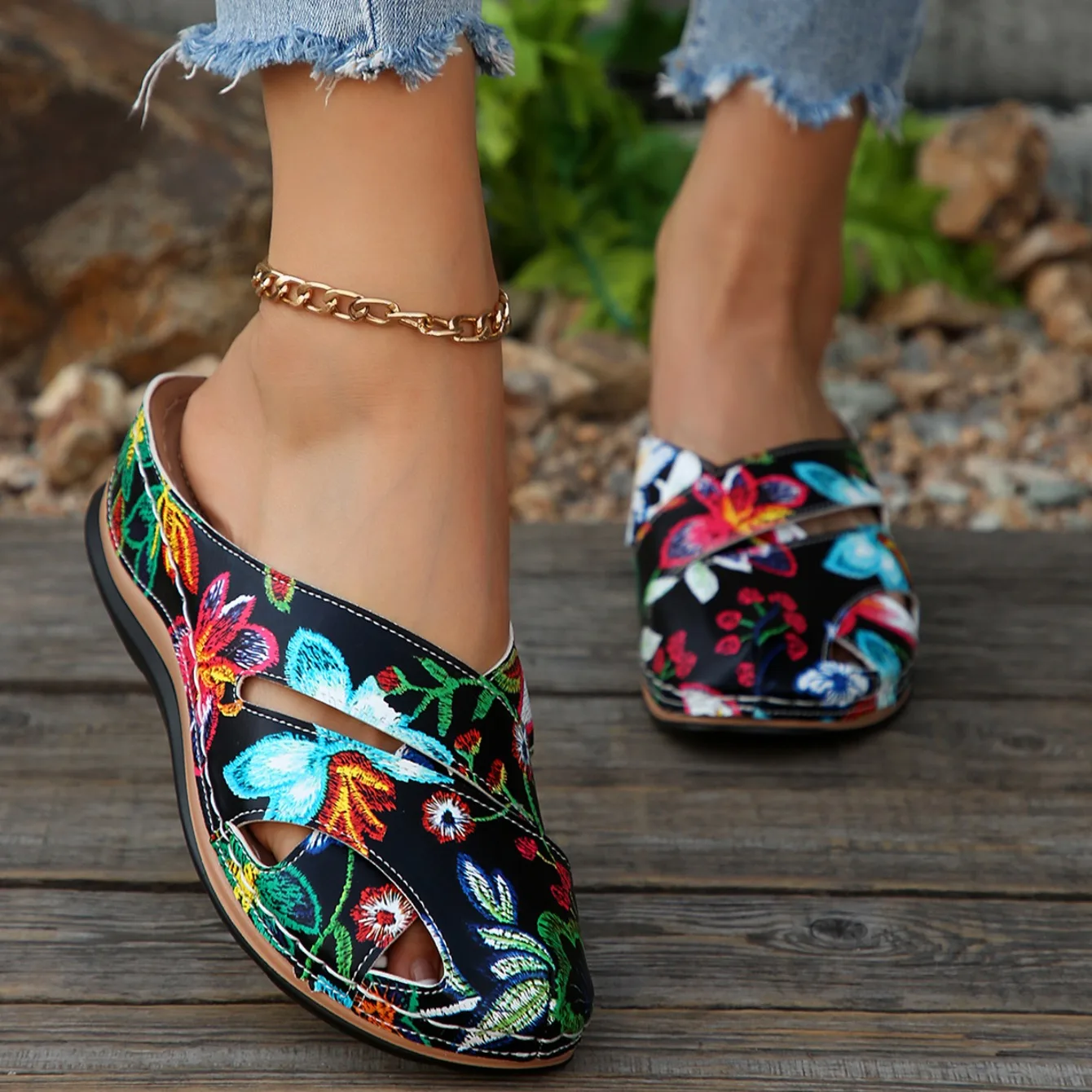 Women Slippers Summer Mixed Colors Outdoor Shoes for Women Casual Beach Large Size Wedge Sandals Fashion Slippers Slides Women