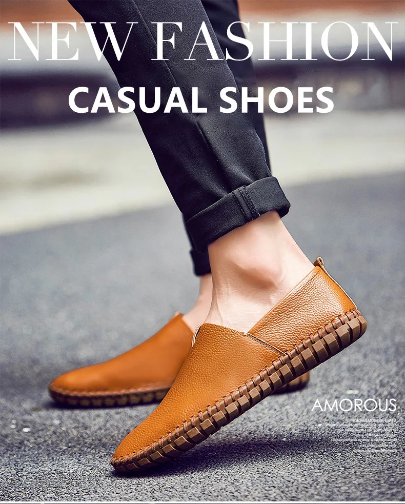 Fashion Men's Driving Shoes Handmade Leather Men Loafers Soft Breathable Men's Casual Shoes Zapatillas Hombre Big Size 38-48