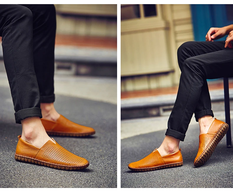 Fashion Men's Driving Shoes Handmade Leather Men Loafers Soft Breathable Men's Casual Shoes Zapatillas Hombre Big Size 38-48