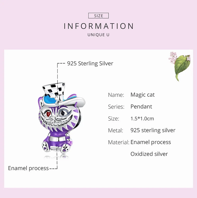 WOSTU 925 Sterling Silver Fashion Colorful Magic Series Magic Cat Charms Beads for Women Fit Original Bracelets Fine DIY Jewelry