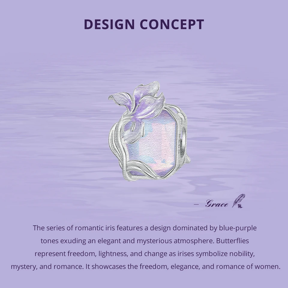 WOSTU 925 Sterling Silver Mystic Butterfly Charm Purple Iris Flower Beads Crystal Pendant Fit DIY Bracelet Necklace Party Gift