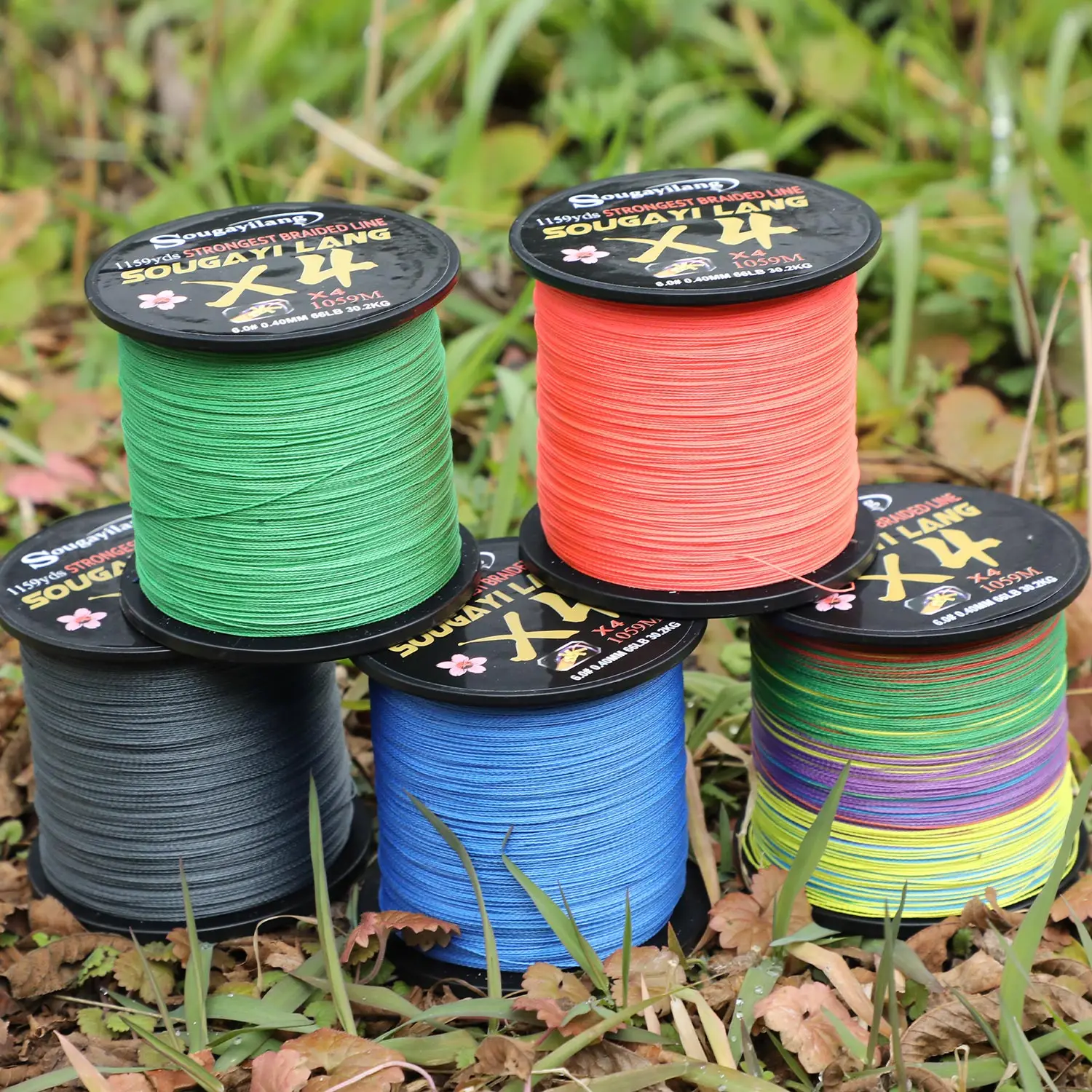Sougayilang Braided Line 4X 100/300m 5 Color All for Fishing Line MaxDrag 66LB Multifilament PE Line for Saltwater Sea Fishing