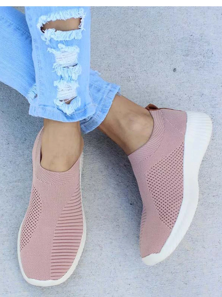 Women's Sneaker Slip On Women Sneakers Breather White Shoes Women Casual Sneaker Sports Shoes Comfortable Vulcanize Shoes Female