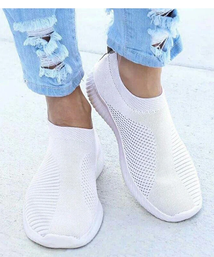 Women's Sneaker Slip On Women Sneakers Breather White Shoes Women Casual Sneaker Sports Shoes Comfortable Vulcanize Shoes Female