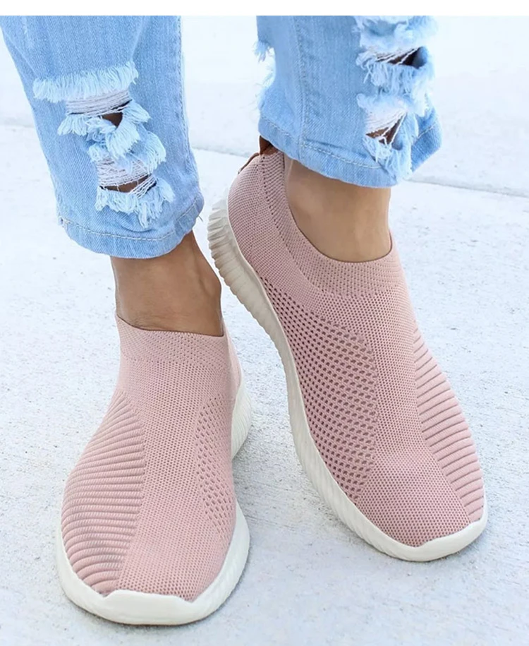 Women's Sneaker Slip On Women Sneakers Breather White Shoes Women Casual Sneaker Sports Shoes Comfortable Vulcanize Shoes Female