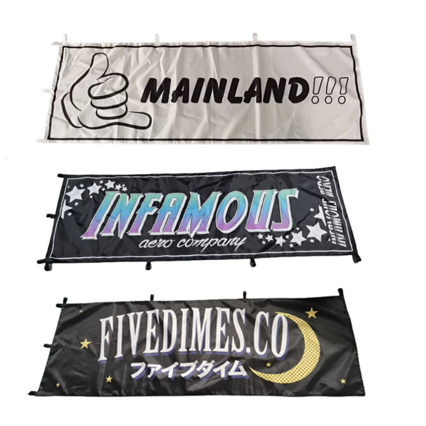 Custom Nobori Flag Hanging Banner Outdoor Indoor Decoration Advertising 100% Polyester Digital Printing Double Stitched