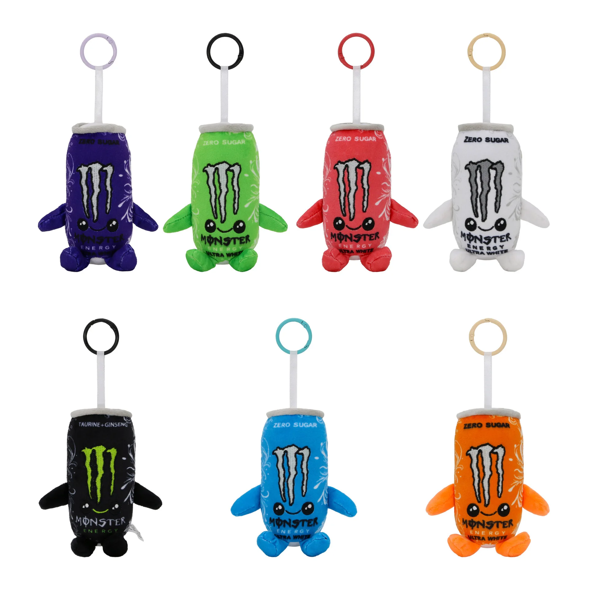 21pcs/lot 12cm Monster Energy Drink Plush Toy Keychain Simulation Can Zero Sugar Stuffed Doll Cute Gift For Fans Bag Charms