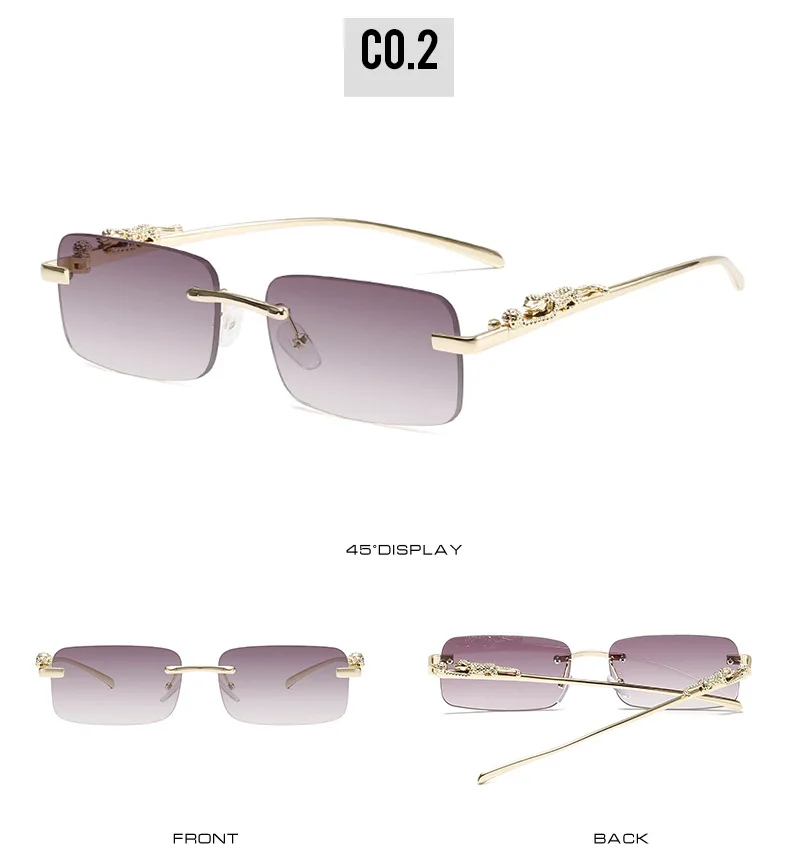 Rimless Glasses Frame Women Men Fashion Cheetah Decoration Business Cool Eyeglasses Frames