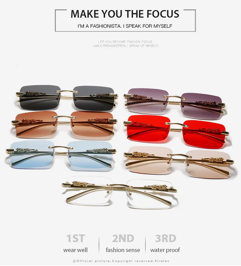Rimless Glasses Frame Women Men Fashion Cheetah Decoration Business Cool Eyeglasses Frames