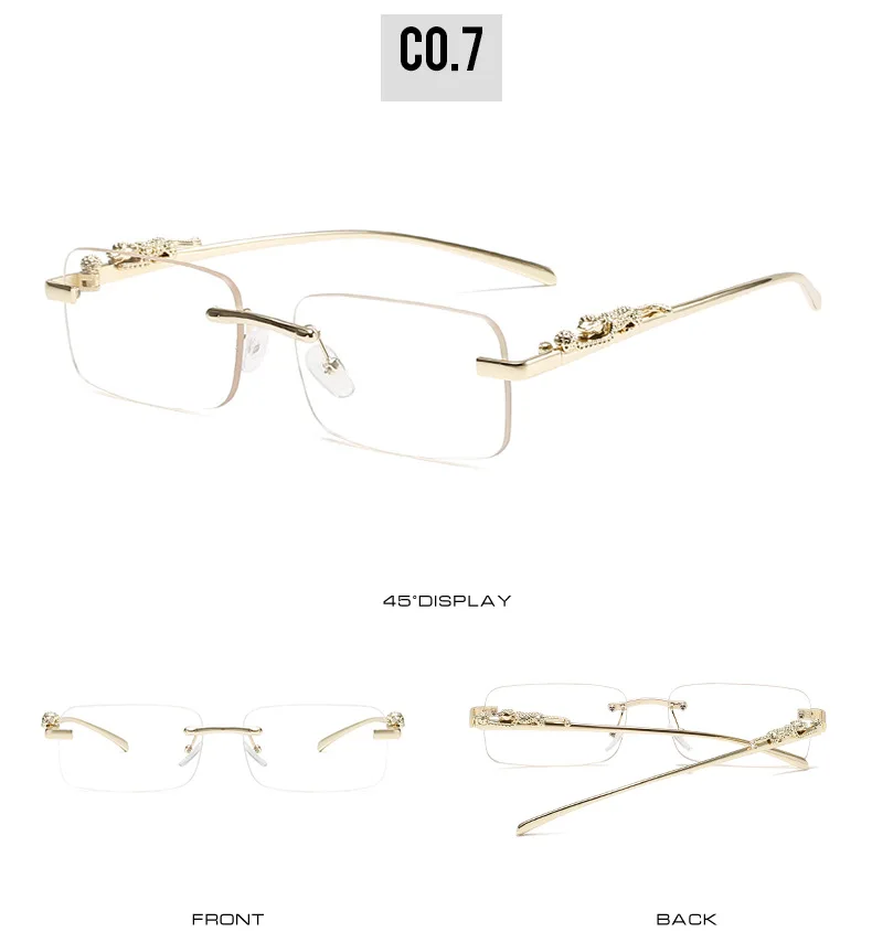 Rimless Glasses Frame Women Men Fashion Cheetah Decoration Business Cool Eyeglasses Frames