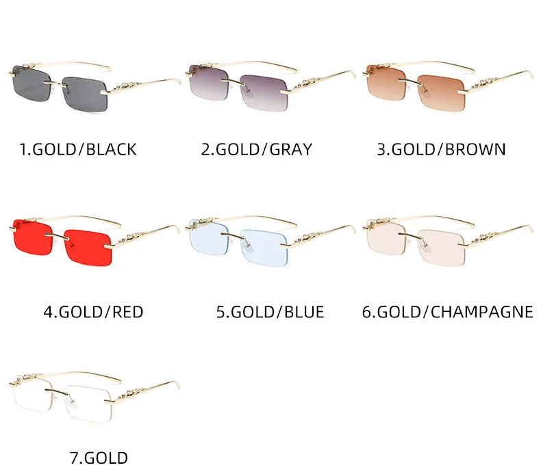 Rimless Glasses Frame Women Men Fashion Cheetah Decoration Business Cool Eyeglasses Frames