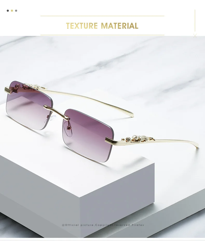 Rimless Glasses Frame Women Men Fashion Cheetah Decoration Business Cool Eyeglasses Frames