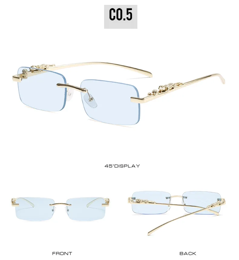 Rimless Glasses Frame Women Men Fashion Cheetah Decoration Business Cool Eyeglasses Frames