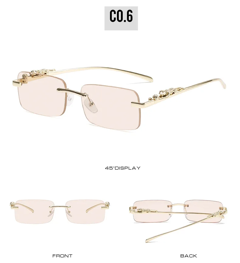 Rimless Glasses Frame Women Men Fashion Cheetah Decoration Business Cool Eyeglasses Frames