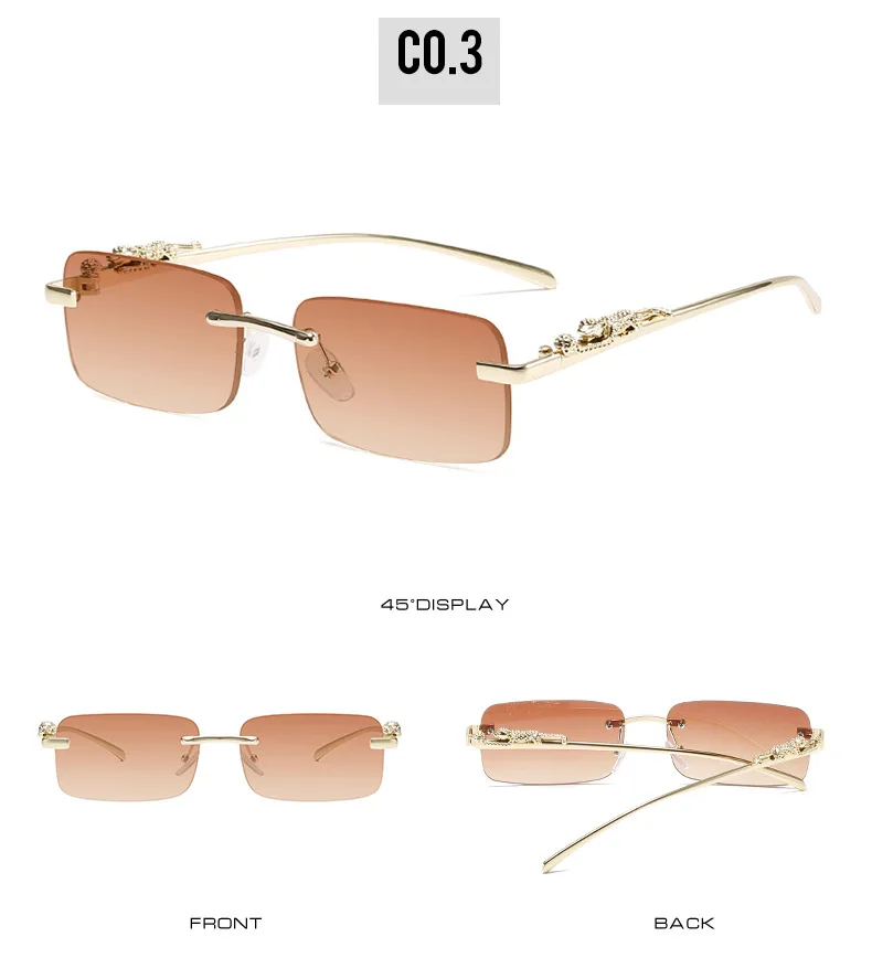 Rimless Glasses Frame Women Men Fashion Cheetah Decoration Business Cool Eyeglasses Frames