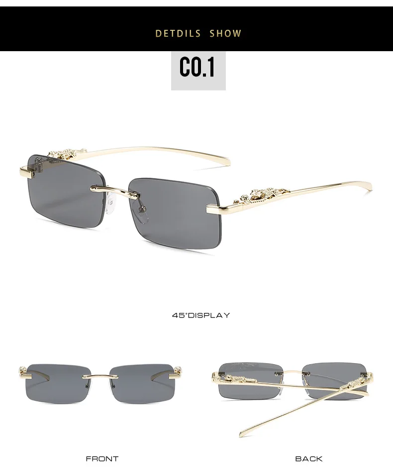 Rimless Glasses Frame Women Men Fashion Cheetah Decoration Business Cool Eyeglasses Frames
