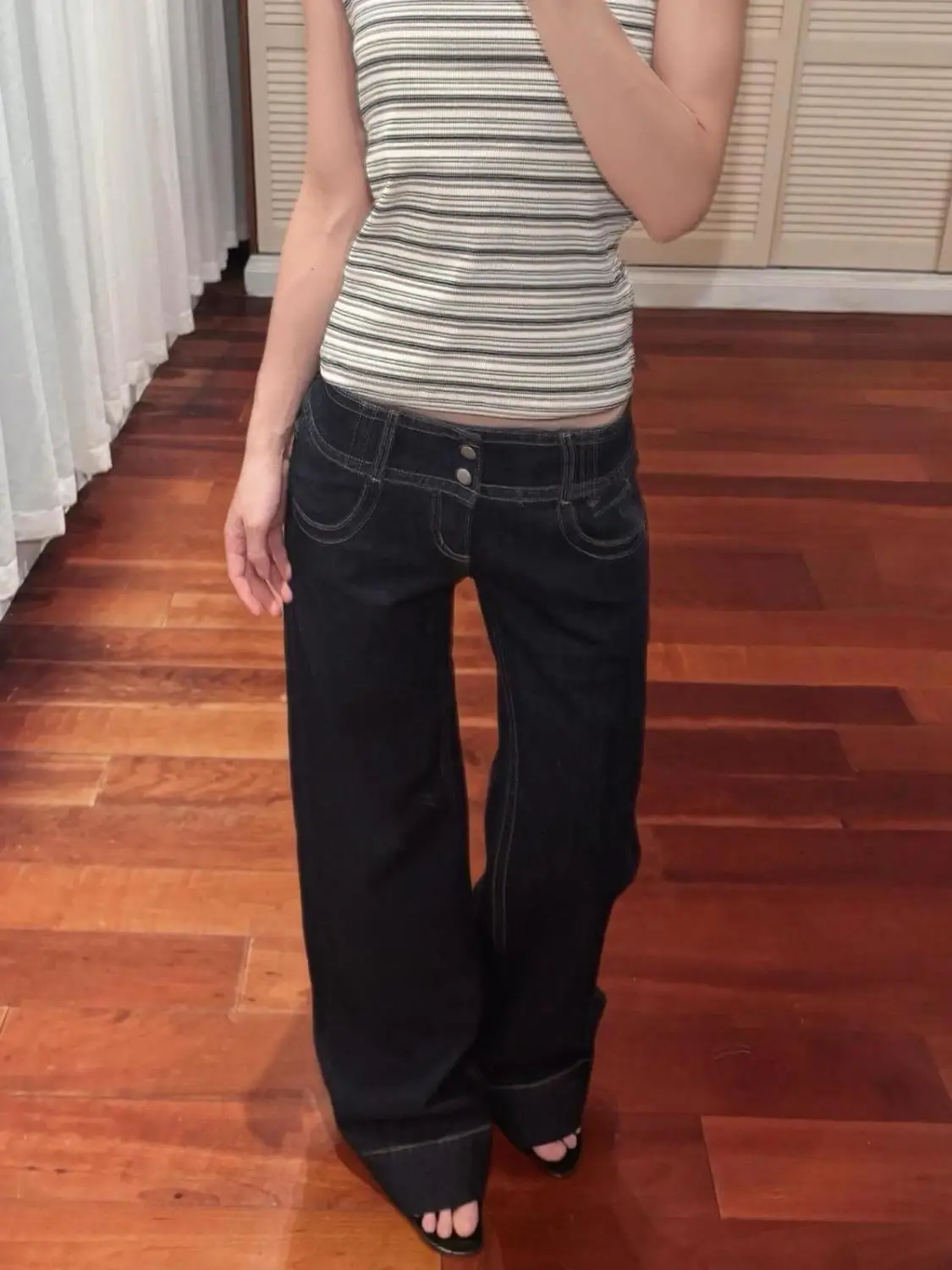 American Retro Low Waist Wide Leg Jeans Women's Summer Autumn Loose Drapey Tall Extended Length Hot Girls Wide Leg Pants