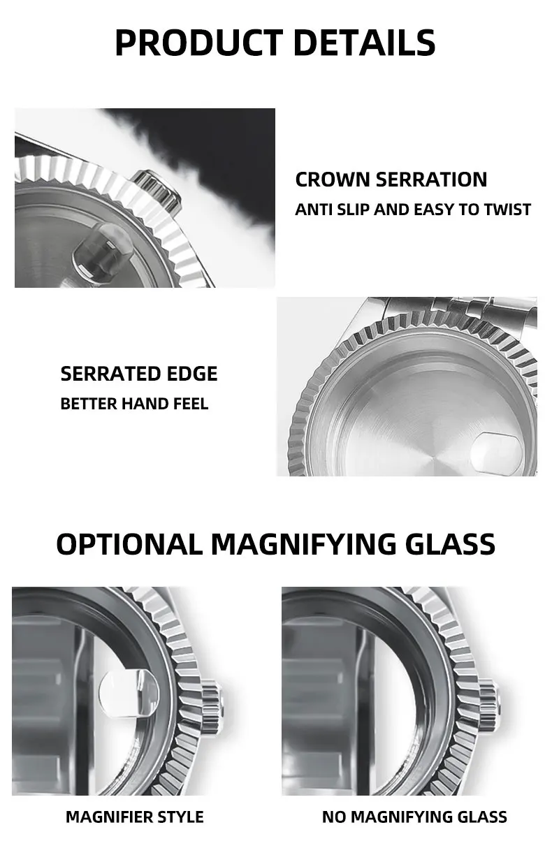 Neiton 36mm/39mm Sapphire Glass For Men Watch Case Fit NH36 NH34 NH35Movement FashionWaterproof Jubilee Stainless Steel