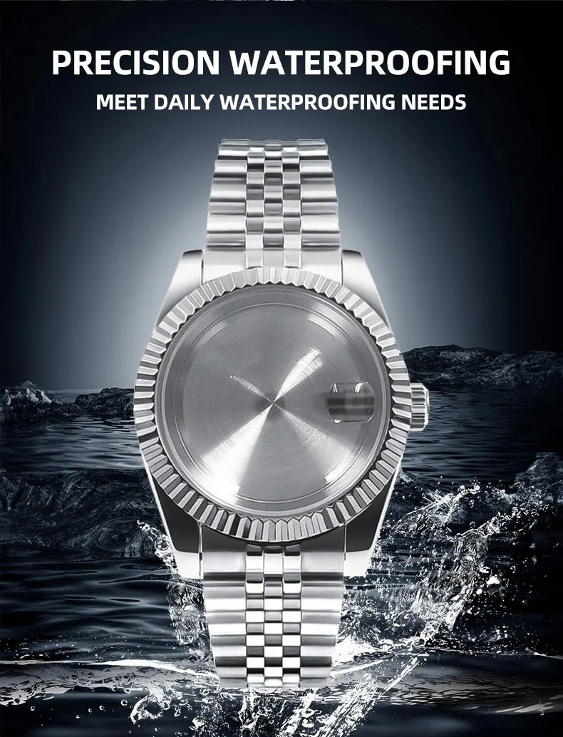 Neiton 36mm/39mm Sapphire Glass For Men Watch Case Fit NH36 NH34 NH35Movement FashionWaterproof Jubilee Stainless Steel